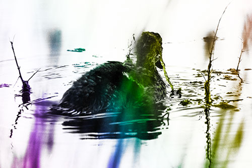 Algae Covered Loch Ness Mallard Monster Duck (Rainbow Tone Photo)