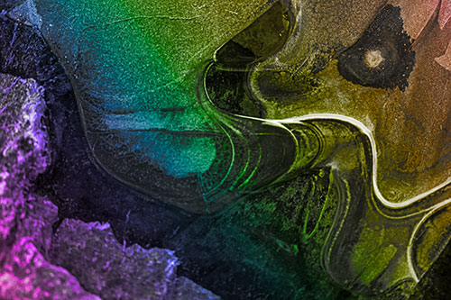 Angry Fuming Frozen River Ice Face (Rainbow Tone Photo)