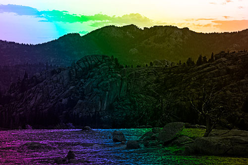 Arching Mountain Double Sunrise (Rainbow Tone Photo)