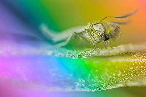 Arm Raising Midge Fly Standing Among Leaf (Rainbow Tone)
