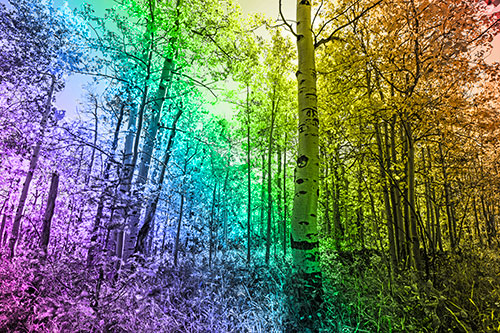 Aspen Trees Illuminate Among Sunshine (Rainbow Tone Photo)