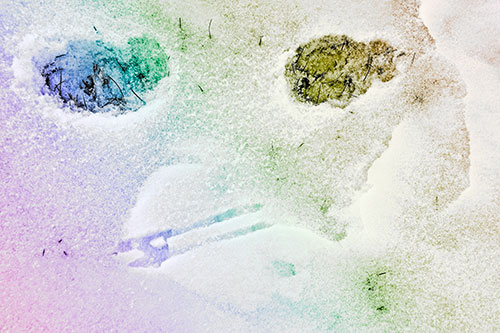 Beak Mouthed Footprint Face Among Snow (Rainbow Tone)