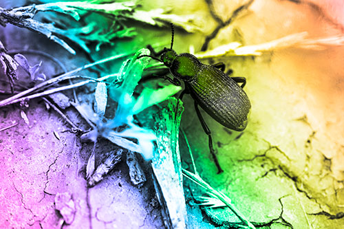Beetle Searching Dry Land For Food (Rainbow Tone Photo)