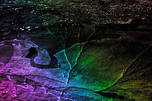 Bubble Cracking River Ice (Rainbow Tone Photo)