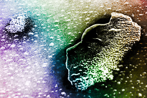 Bubble Head Face Peeking Through Ice (Rainbow Tone Photo)