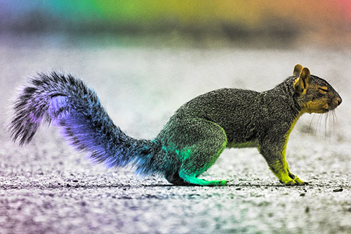 Closed Eyed Squirrel Meditating (Rainbow Tone Photo)