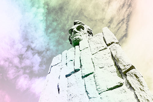 Cloud Mass Above Presidential Statue (Rainbow Tone Photo)