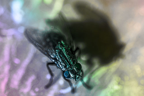 Cluster Fly Casting Shadow Among Sunlight (Rainbow Tone Photo)