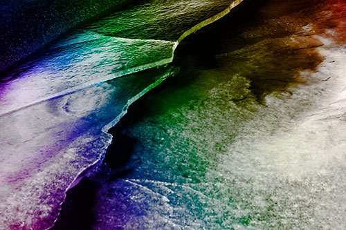 Cracking Blood Frozen Ice River (Rainbow Tone Photo)