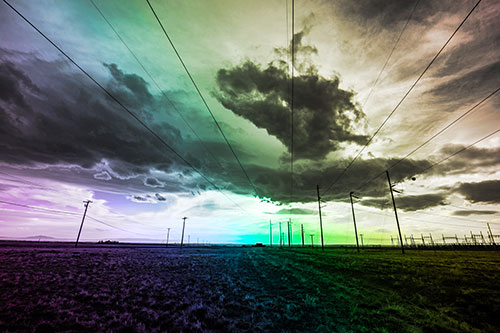 Creature Cloud Formation Above Powerlines (Rainbow Tone)