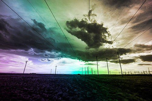 Creature Cloud Formation Above Powerlines (Rainbow Tone Photo)