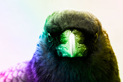 Creepy Close Eye Contact With A Crow (Rainbow Tone Photo)