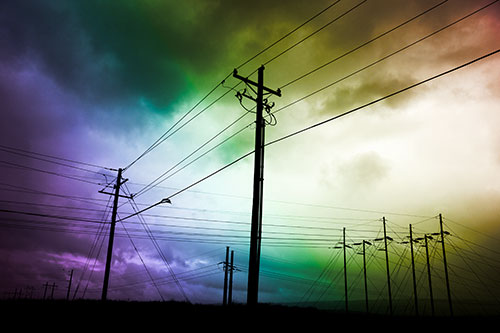 Crossing Powerlines Beneath Rainstorm (Rainbow Tone Photo)