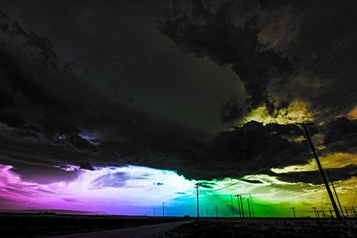 Dark Cloud Powerline Sunset (Rainbow Tone Photo)