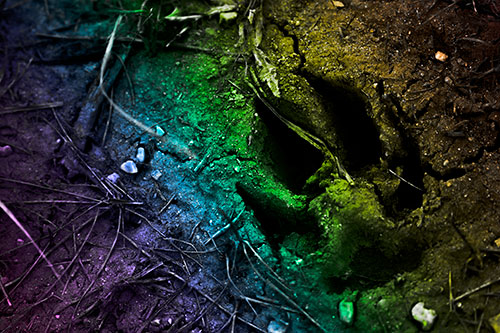 Deep Muddy Dog Footprint (Rainbow Tone Photo)