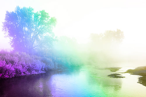 Dense Fog Blankets Distant River Bend (Rainbow Tone Photo)