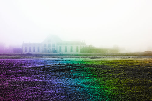 Dense Fog Consumes Distant Historic State Penitentiary (Rainbow Tone Photo)