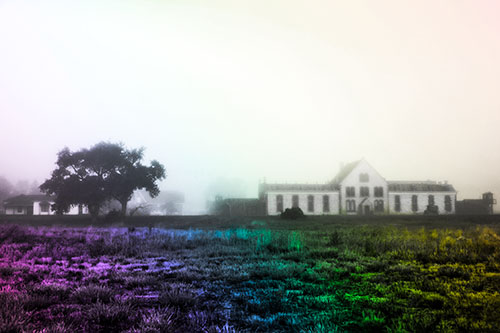 Departing Fog Reveals State Penitentiary (Rainbow Tone Photo)