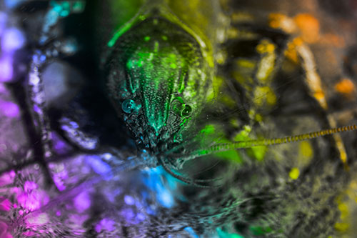 Direct Eye Contact With Water Submerged Crayfish (Rainbow Tone Photo)