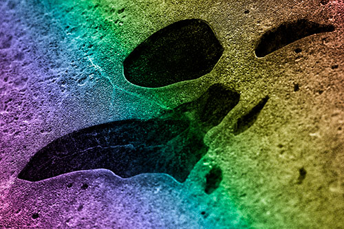 Distorted Skull Face Within Frozen Ice (Rainbow Tone Photo)