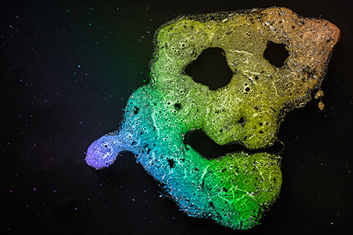 Droopy Smiling Bubble Face Floating Above Soil (Rainbow Tone)