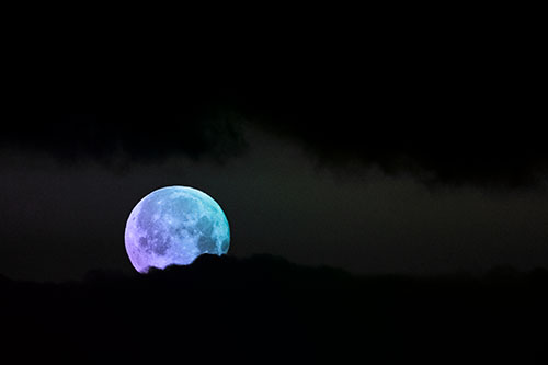 Easter Morning Moon Peeking Through Clouds (Rainbow Tone Photo)