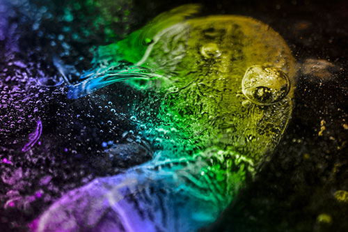 Frozen Distorted Bubble Eyed Ice Face (Rainbow Tone Photo)