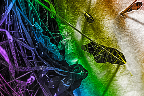 Frozen Protruding Grass Bladed Ice Face (Rainbow Tone Photo)