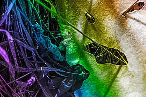 Frozen Protruding Grass Bladed Ice Face (Rainbow Tone)