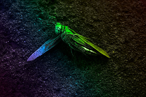 Giant Dead Grasshopper Laid To Rest (Rainbow Tone Photo)