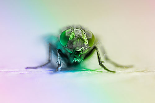 Glistening Cluster Fly Sticking Tongue Out (Rainbow Tone)