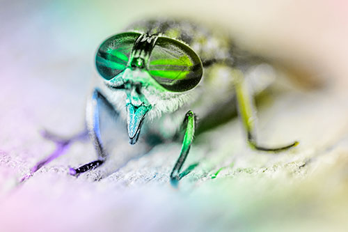 Happy Horse Fly Sticking Out Tongue Among Sunlight (Rainbow Tone)