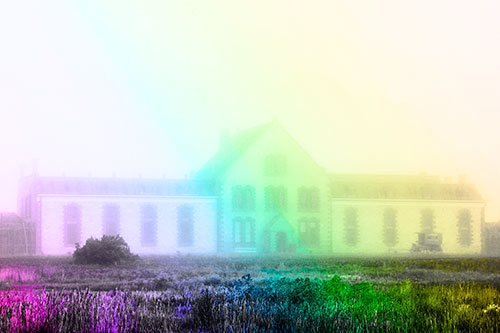Heavy Fog Consumes State Penitentiary (Rainbow Tone Photo)