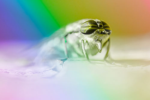 Horse Fly Sticking Tongue Out Among Sunlight (Rainbow Tone)