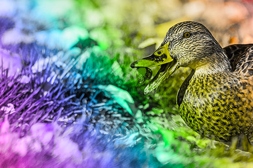 Hungry Mallard Duck Devours Cherry (Rainbow Tone)
