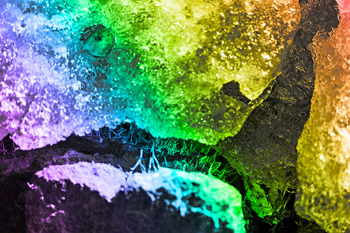 Ice Melting Crevice Mouthed Rock Face (Rainbow Tone Photo)
