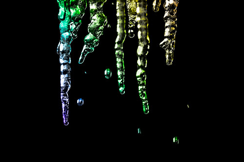 Jagged Melting Icicles Dripping Water (Rainbow Tone Photo)