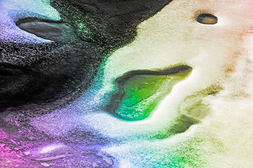 Joyful Ice Face Frozen Atop River (Rainbow Tone)
