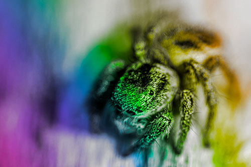 Jumping Spider Makes Eye Contact (Rainbow Tone Photo)