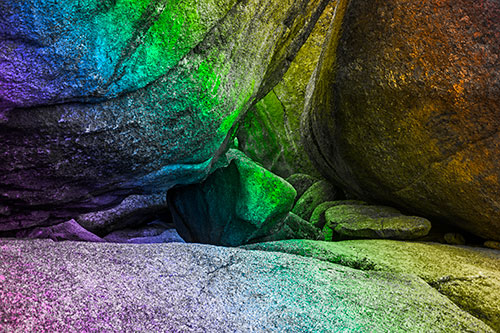 Large Crowded Boulders Leaning Against One Another (Rainbow Tone)