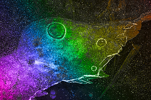 Large Headed Bubble Eyed Ice Face Frozen Among River (Rainbow Tone)