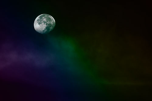 Moon Begins Descent Beyond Faint Mist Cloud (Rainbow Tone Photo)