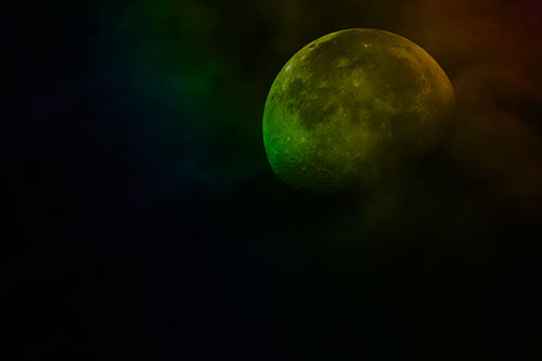 Moon Descending Among Faint Clouds (Rainbow Tone Photo)