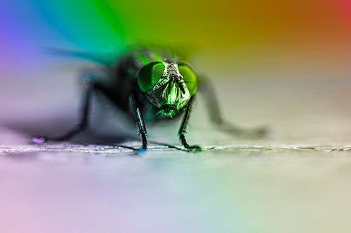 Morbid Open Mouthed Cluster Fly (Rainbow Tone Photo)
