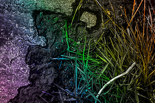 Mud Face Creeping Along Rock Edge (Rainbow Tone Photo)