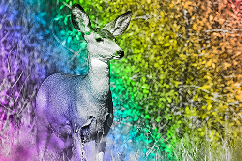 Mule Deer Gazes Across Landscape Horizon (Rainbow Tone)