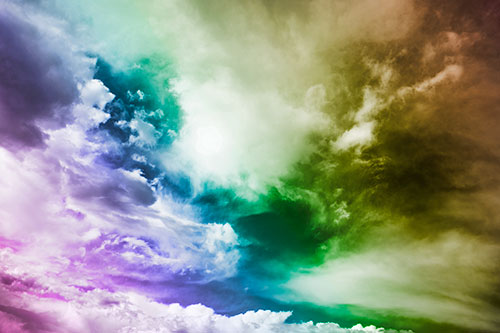 Ocean Sea Swirling Clouds (Rainbow Tone Photo)