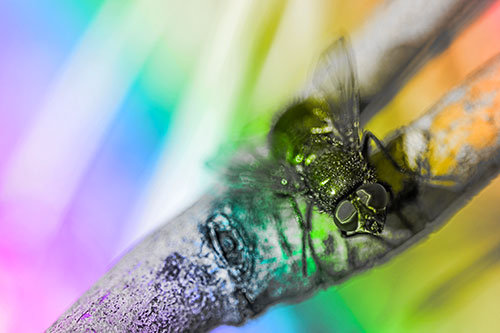 Open Mouthed Blow Fly Looking Above (Rainbow Tone Photo)