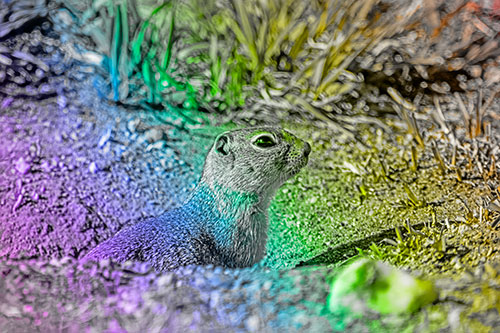 Prairie Dog Emerges From Dirt Tunnel (Rainbow Tone)