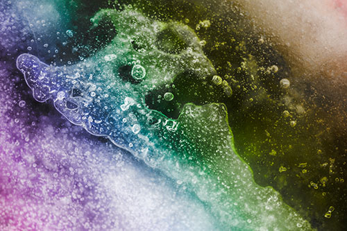 Screaming Submerged Bubble Face Creature Among Icy River (Rainbow Tone)